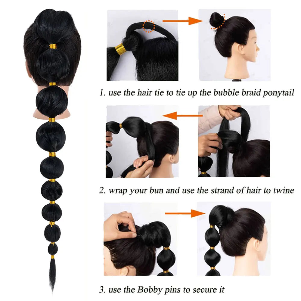 Synthetic Long Bubble Braid Ponytail Extension