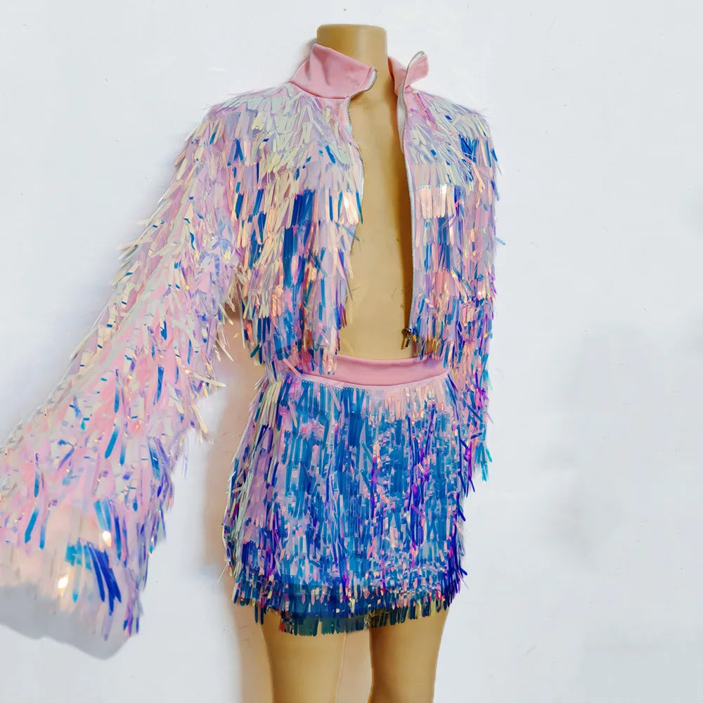Sequin Jacket Mini Skirt
