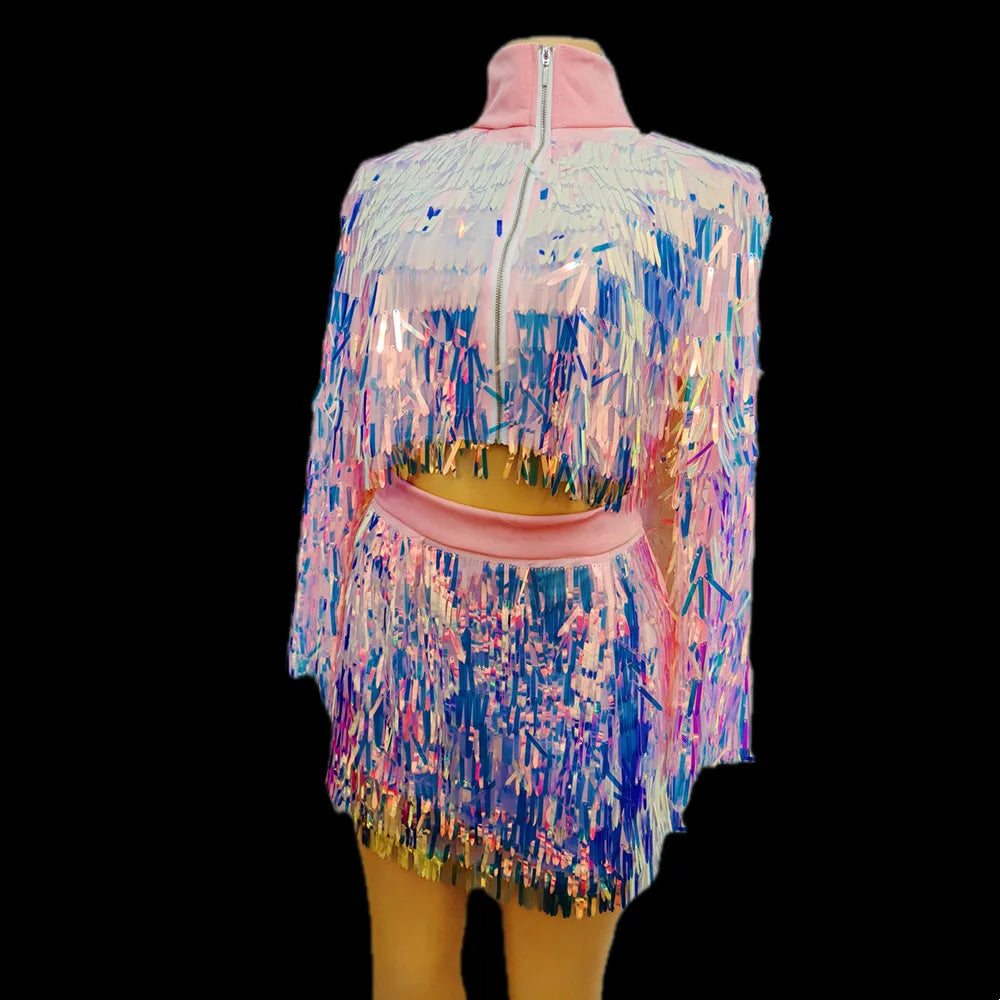Sequin Jacket Mini Skirt
