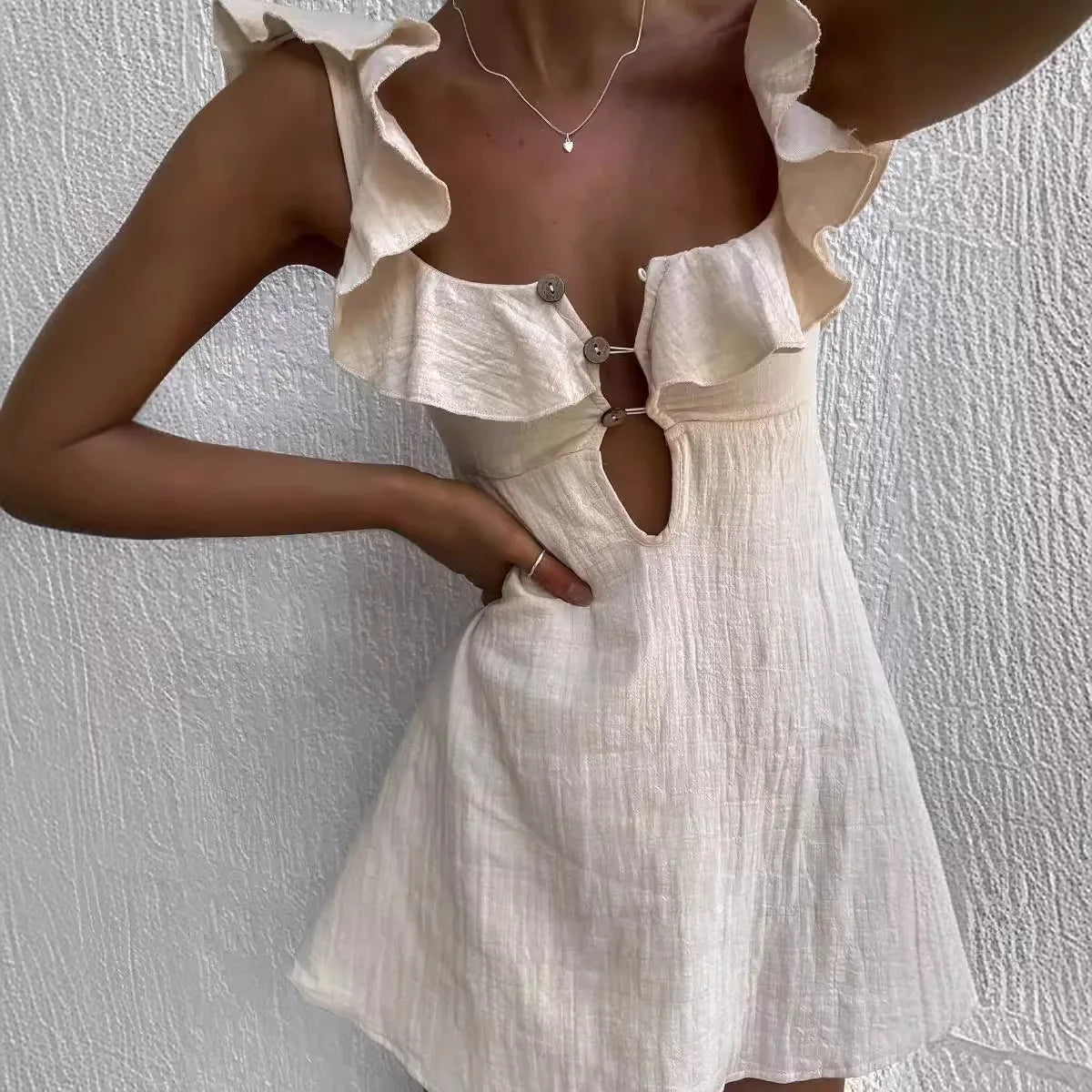Summer Fashion V-neck Ruffled Dress
