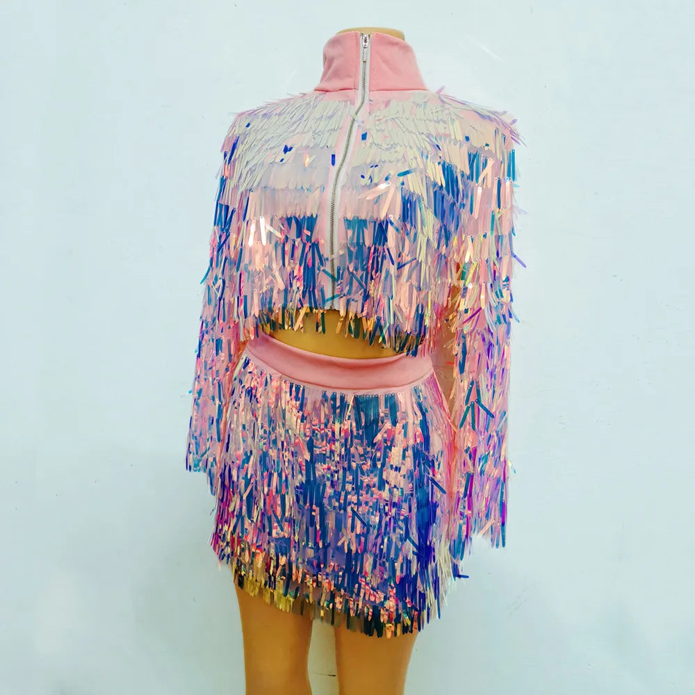 Sequin Jacket Mini Skirt