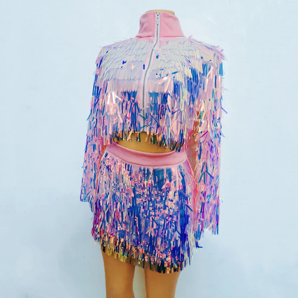 Sequin Jacket Mini Skirt