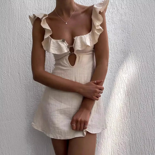 Summer Fashion V-neck Ruffled Dress