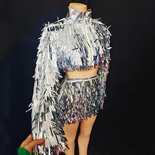 Sequin Jacket Mini Skirt