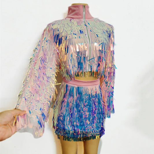 Sequin Jacket Mini Skirt