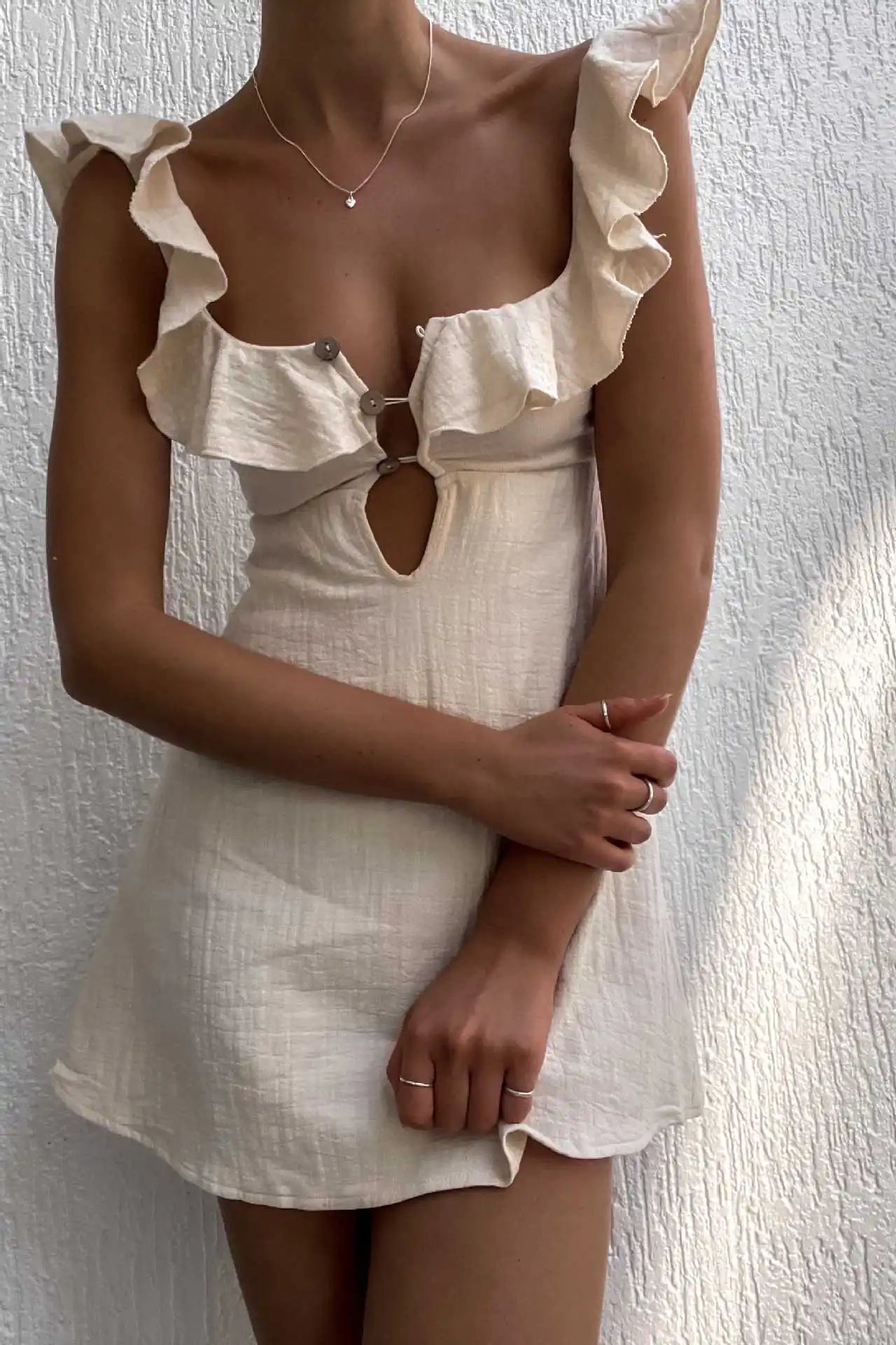 Summer Fashion V-neck Ruffled Dress
