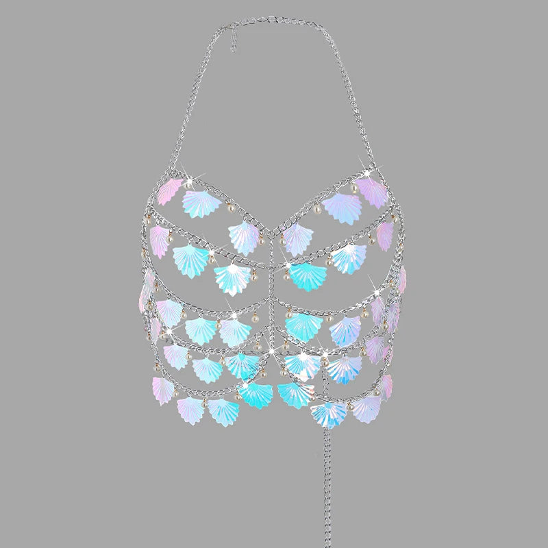 Festival Outfit Pearl Bead Corset Bra Top