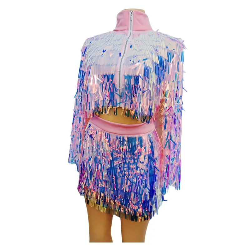 Sequin Jacket Mini Skirt