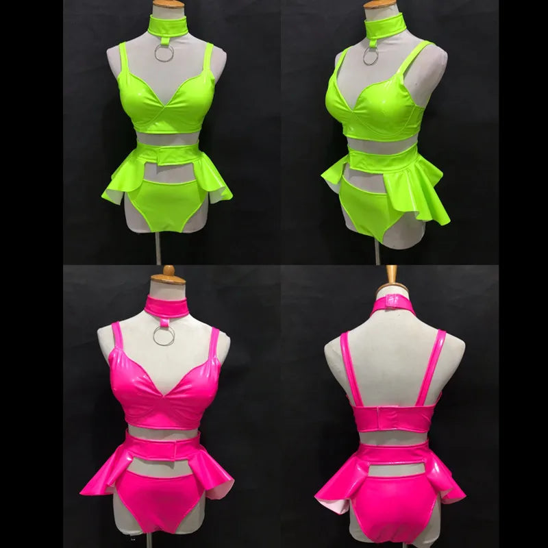Sexy Costume Fluorescent Yellow Bikini Skirt