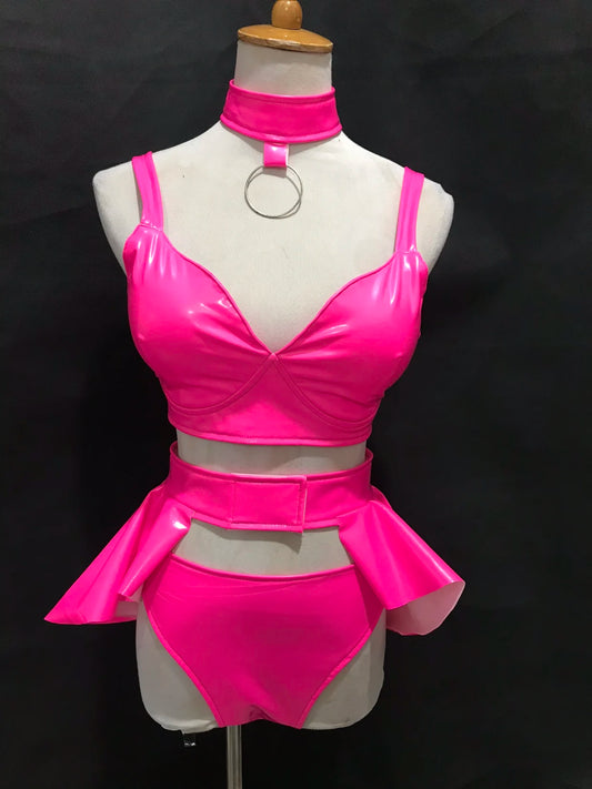 Sexy Costume Fluorescent Yellow Bikini Skirt