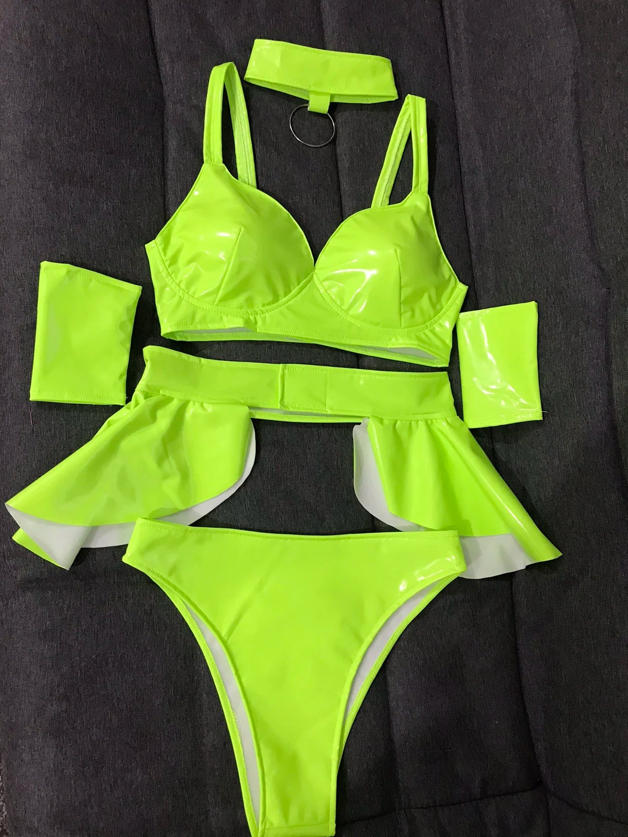 Sexy Costume Fluorescent Yellow Bikini Skirt