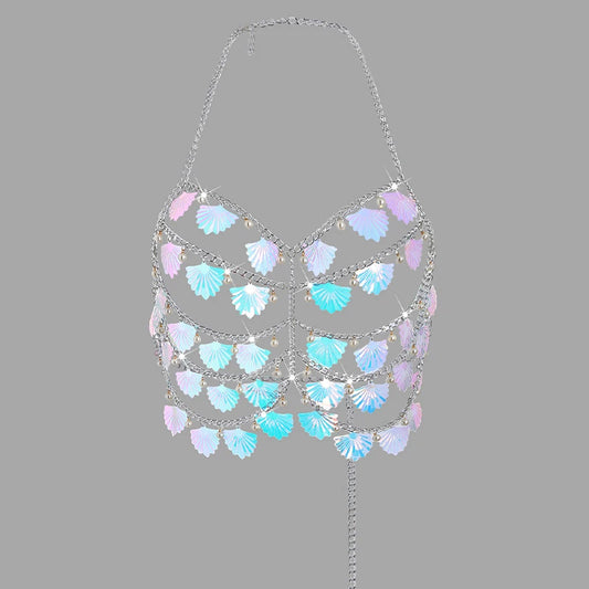 Festival Outfit Pearl Bead Corset Bra Top