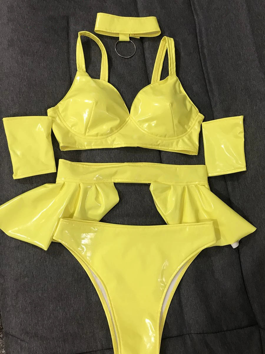 Sexy Costume Fluorescent Yellow Bikini Skirt