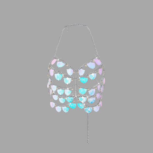 Festival Outfit Pearl Bead Corset Bra Top